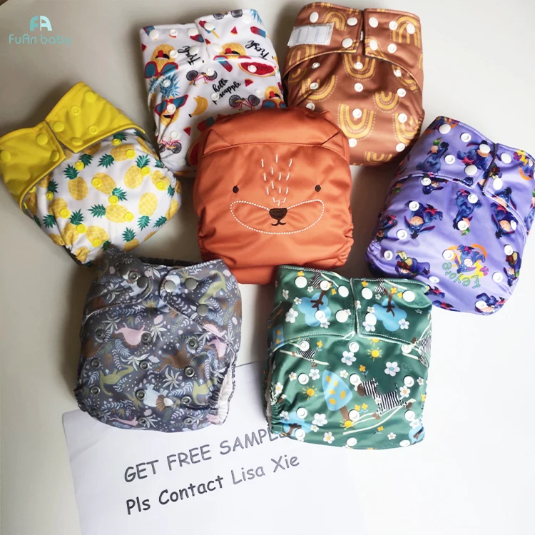 Пользовательские xl xxxl тканевые подгузники детские подгузники aio штаны oem печать скользящие кнопки с ластовицей карман один размер Бамбук charcol вставка