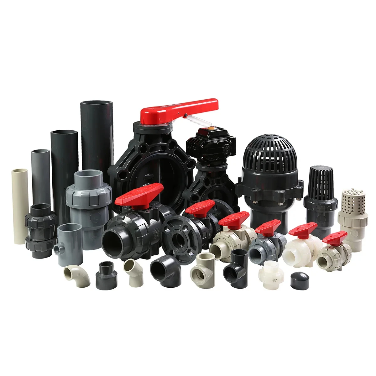 Industry use DIN/JIS/ANSI PVC pipe fittings UPVC/CPVC/PPH/PVDF SCH80 EPDM/VITON true union ball valves