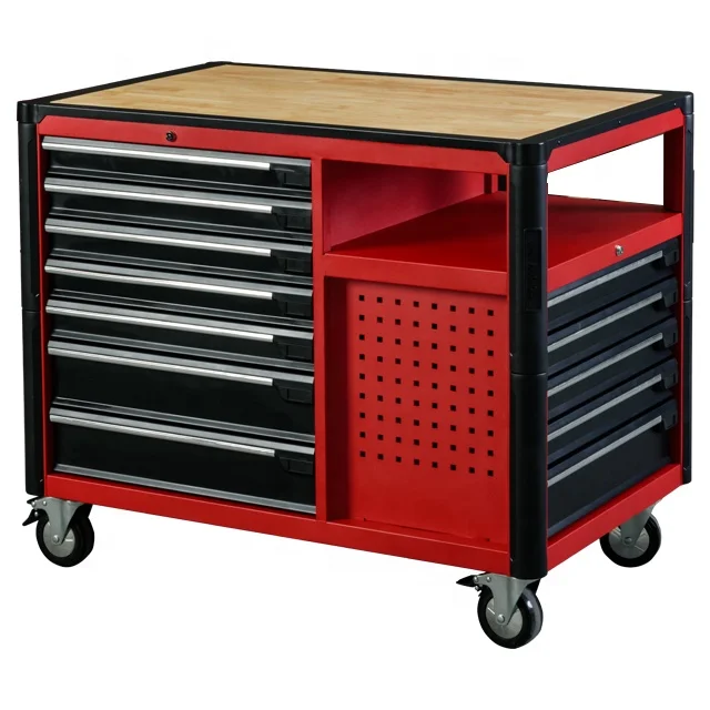 Goldenline Professional Grade Heavy Duty Wooden Top Roller Cabinet