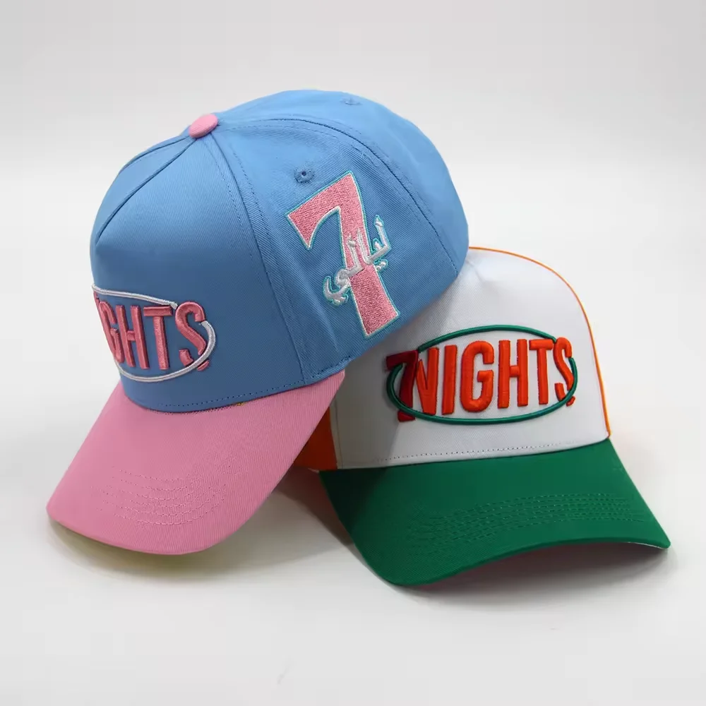 Cap manufacturer Custom 5panel cap curved brim structured  embossed logo baseball cap