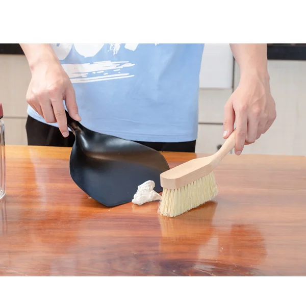 Traditional Mini Floor Sweeping Brush and Steel Dustpan Hand Broom and Dustpan Kit