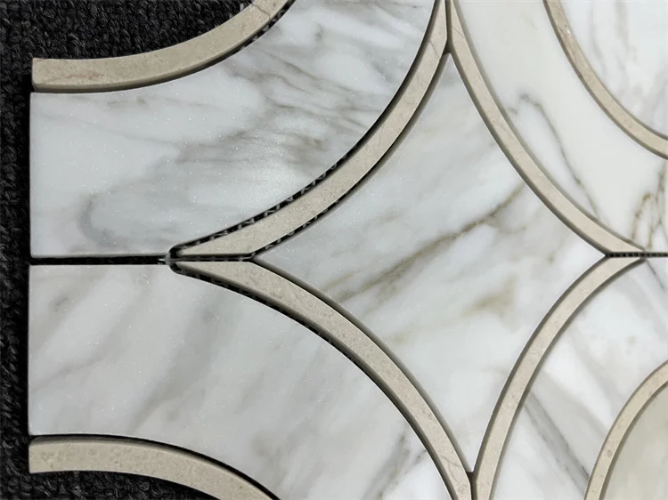 GOLDTOP Flooring 100% Natural Calacatta Gold Marble Mosaic Medallion Tiles For Hospitality Projects Floor Cover