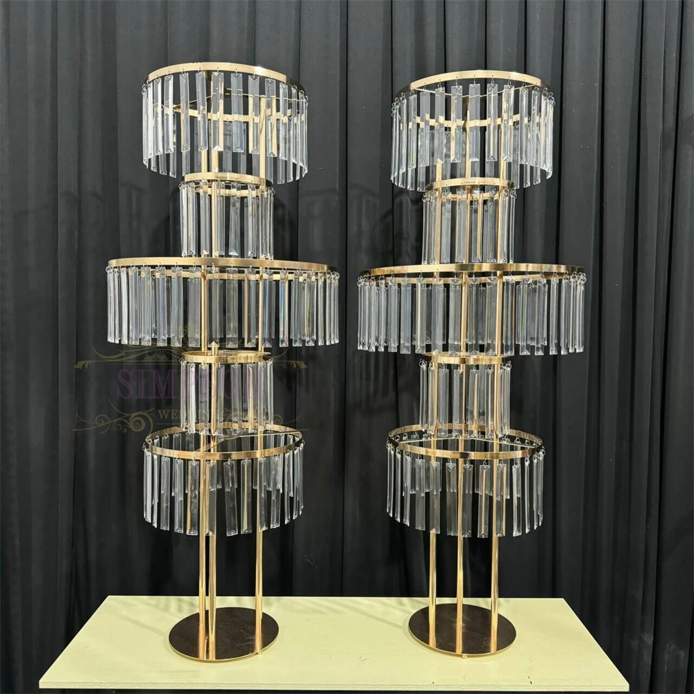 Luxury Wedding Props Flower Arrangement Crystal Pendant Runway Road Lead Stage Center Stand