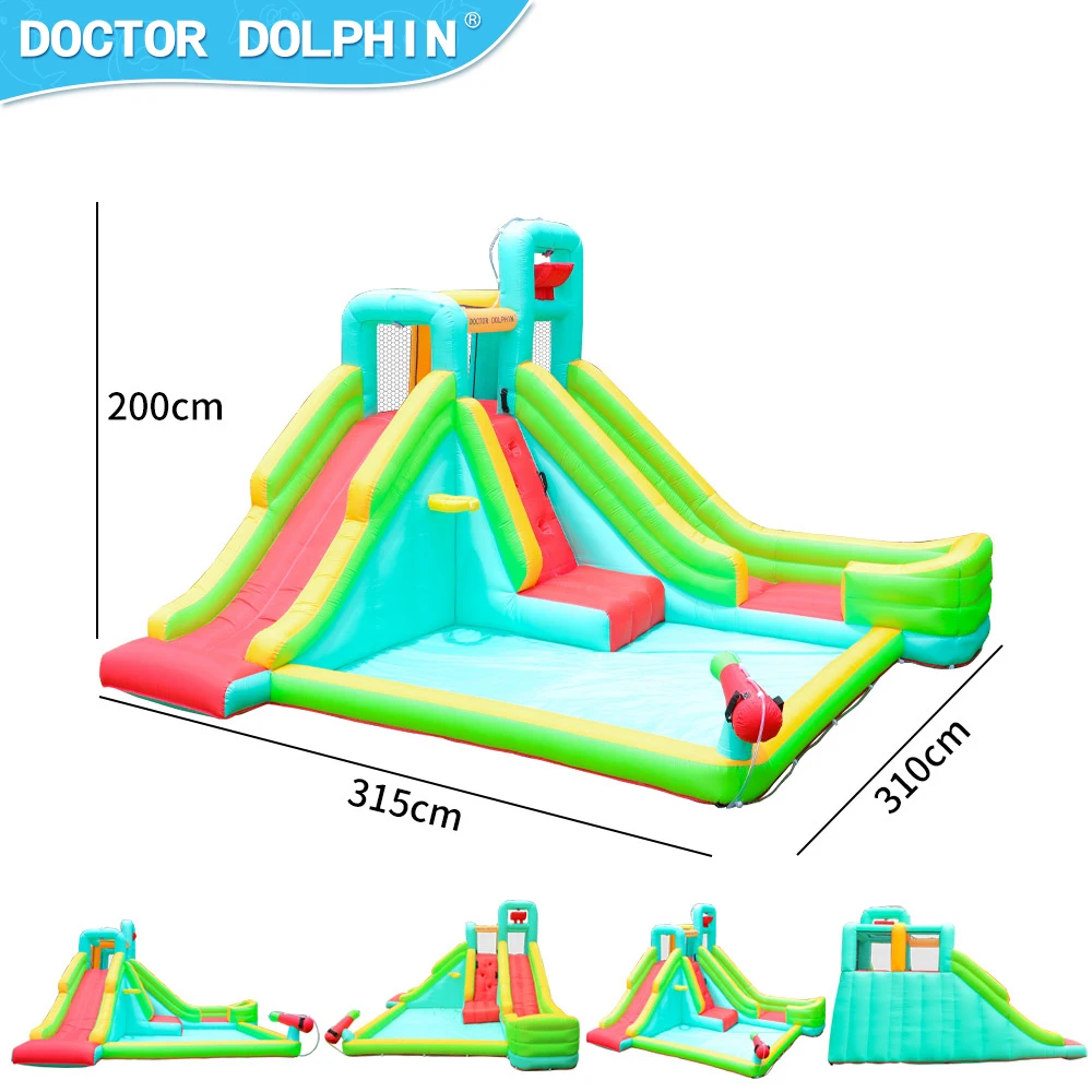 Doctor Dolphin Funny Outdoor Games Nylon Child Ball Pool Jumping House Bouncy Water Slide Inflatable Castle