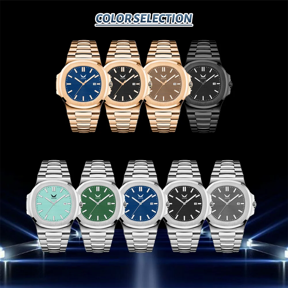 Trendy Classic Quartz 50meters Waterproof Luminous Textured Dial Custom Black Watch Without Logo Wrist Watches Men