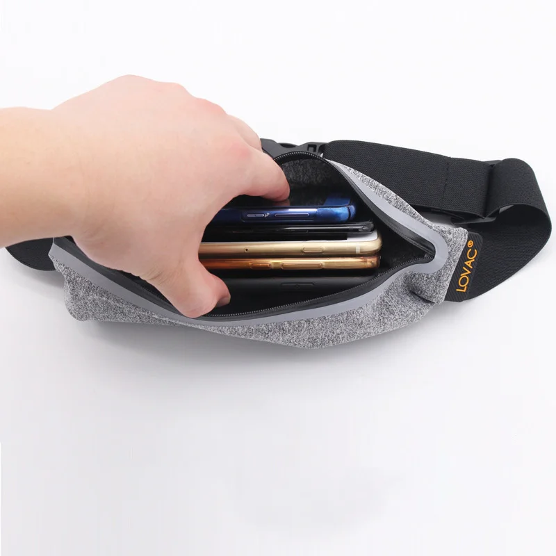 Outdoor Wear-Resistant Reflective Fanny Pack Fitness Running Waterproof Ultra Thin Double Section Leica Belt Marathon Waist Bag