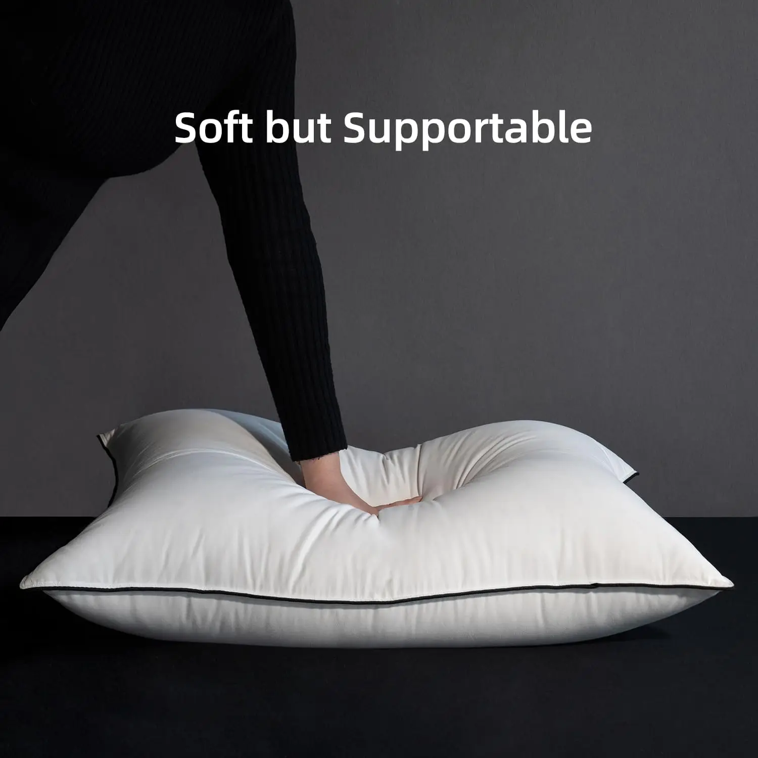 Premium Hungarian Goose Down Pillow Standard Size Fluffy Bed Pillow for Sleeping Luxurious Cloud Pillow with 100% Cotton Shell