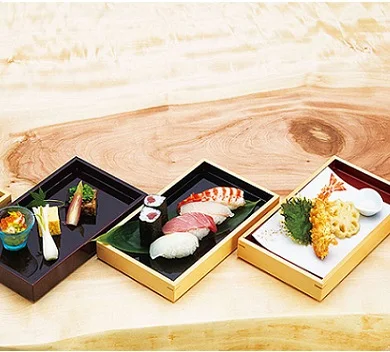 Japanese food stone pattern plate for restaurants and hotel looking for distributor wooden square plate
