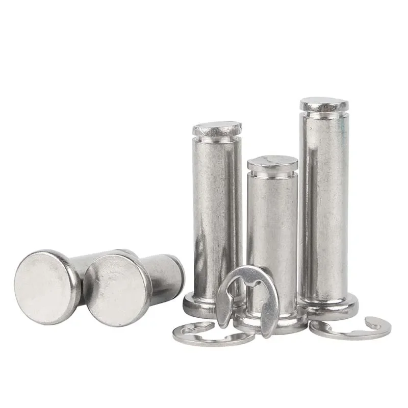 TOBO 304 Stainless Steel Pin Shaft Flat Head Slotted Pin Shaft Circlip Pin