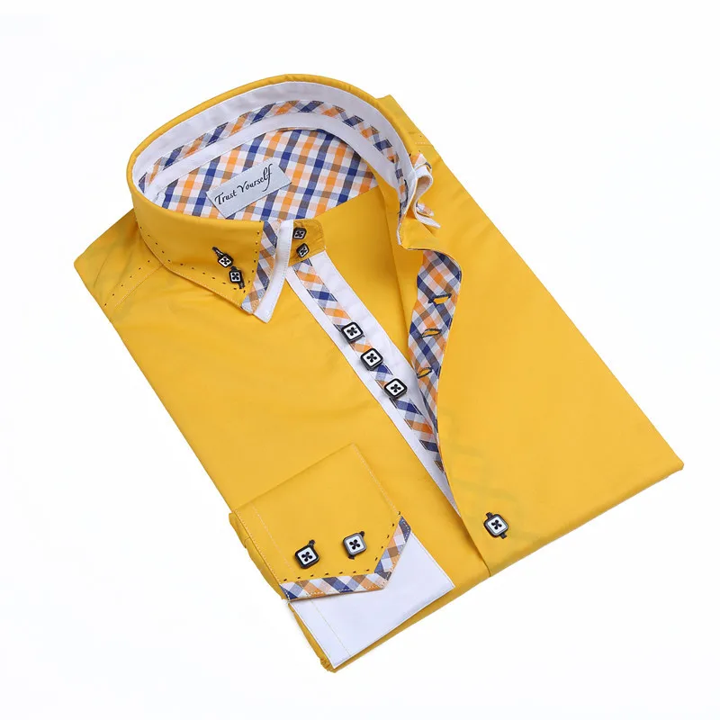 2022 In Stock latest Italian fashion 100 cotton dyed double collar men shirts
