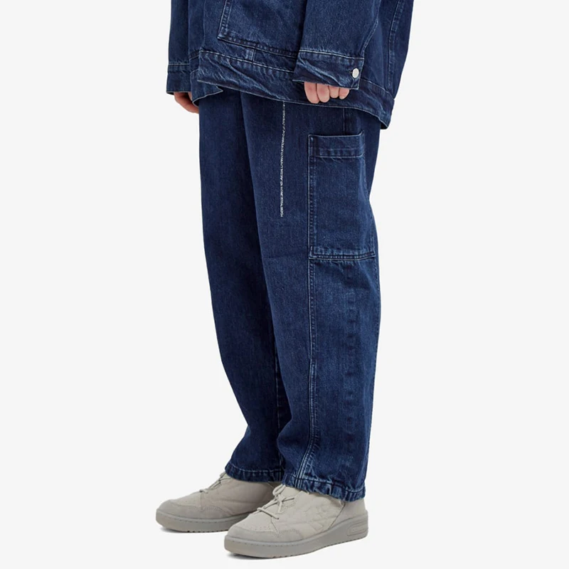 Custom printed brand logo heavyweight 100% Cotton workwear denim jeans for men