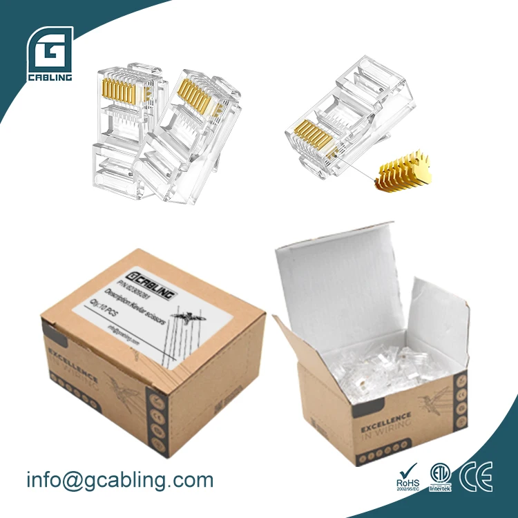 Разъем Gcabling 100 шт./кор. ethernet R J45 Cat6 8P8C RJ45 модульная вилка UTP Cat 6 Соединительный