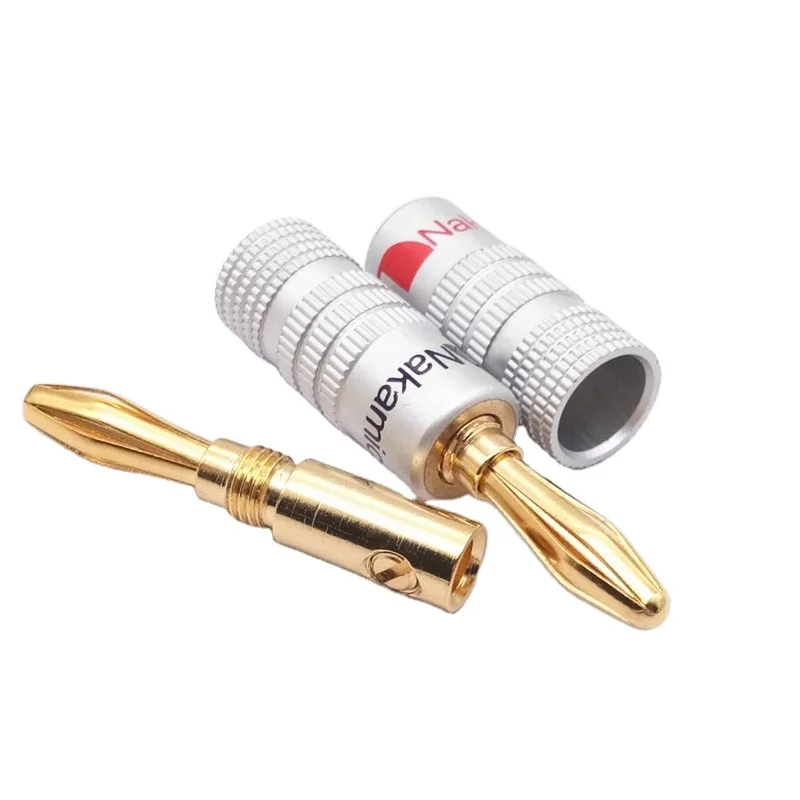Высококачественный прямой 4 мм банановый штекер Nakamichi 24K позолоченный медный разъем BFA для