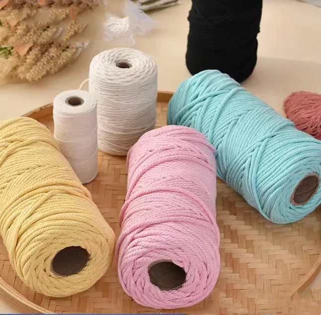 Macrame Cord Twisted Cotton Braid Cord Waist Rope 2mm 3mm 4mm Multi Color Length Macrame Rope Knitted Bulk