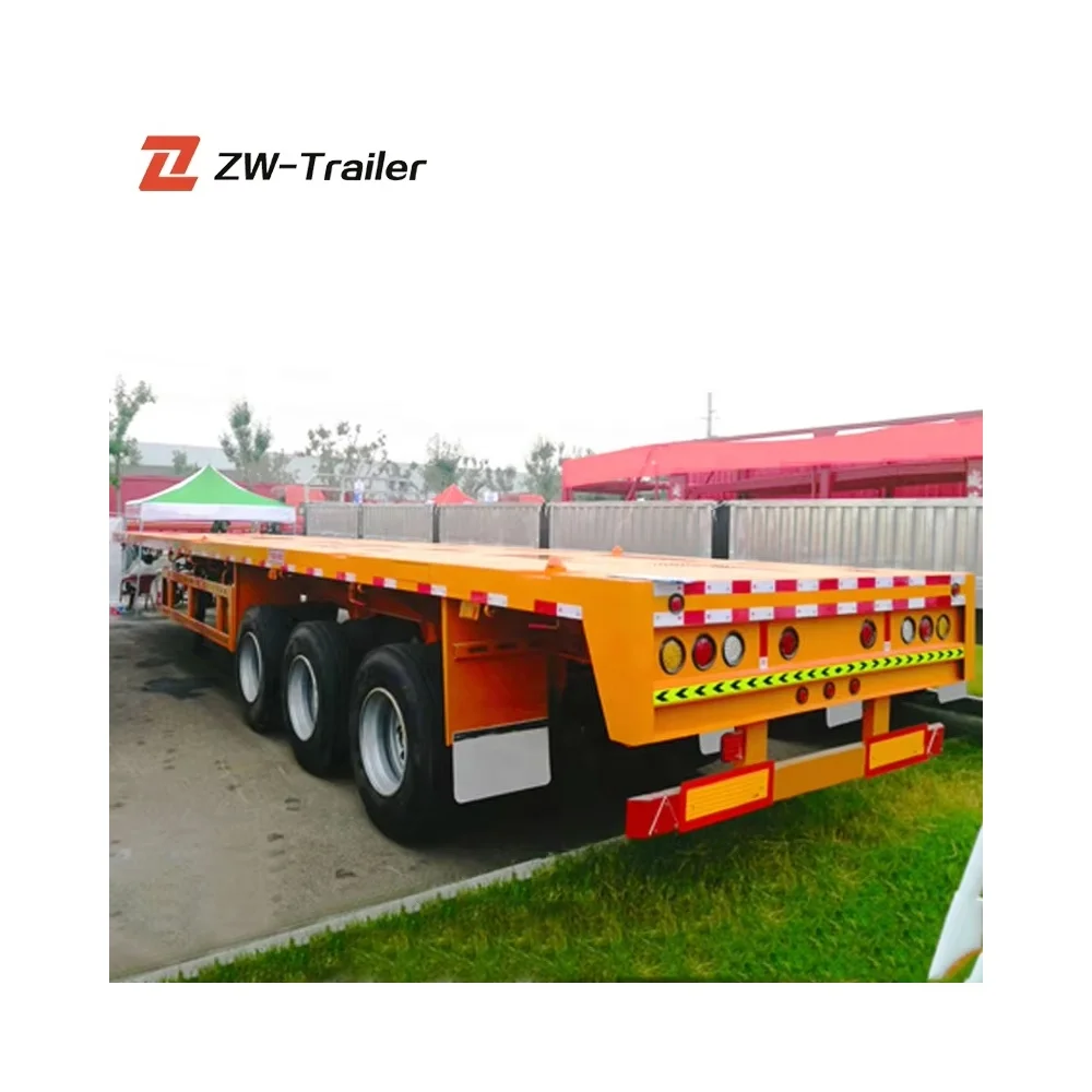 3 axle 40ft 50 ton flatbed trailer cheap flatbed container transport semi trailers for sale