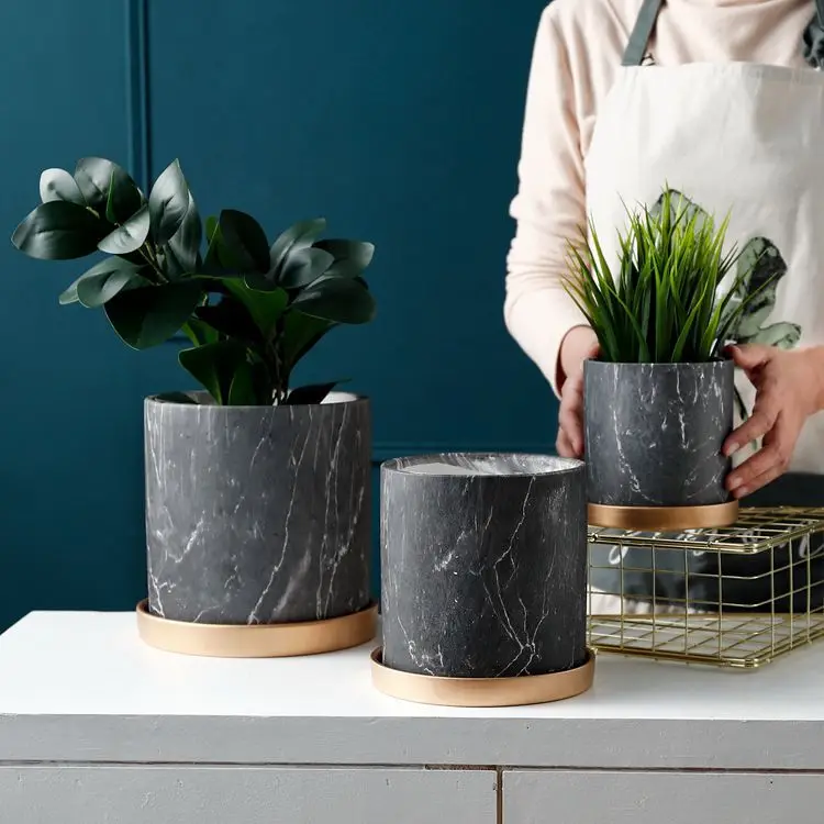 Wholesale factory direct cement plant pot set for plants flower decorative