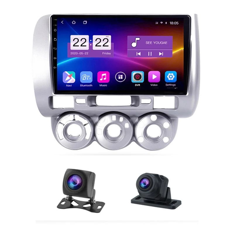 TONEW DVD Car Monitor Android DVR  Dual Camera Android 10.0 For Honda Jazz 2001 - 2008 Fit 2001 - 2009 Car Stereo  DVD Car