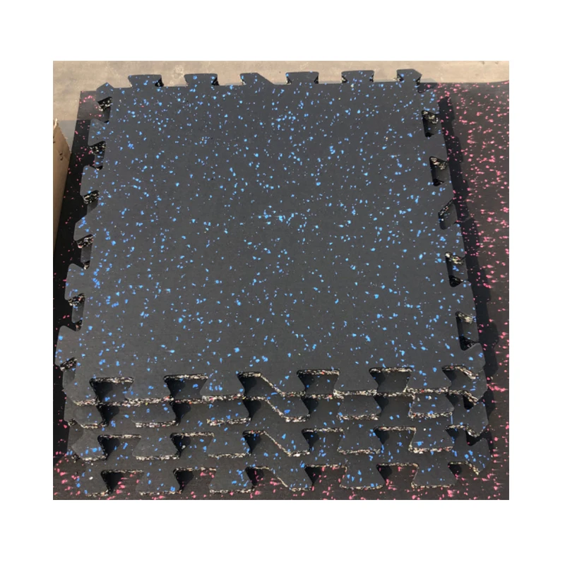 non toxic non slip Beautiful interlocked rubber floor Gym Floor Rubber mat Tiles with EPDM Fleck