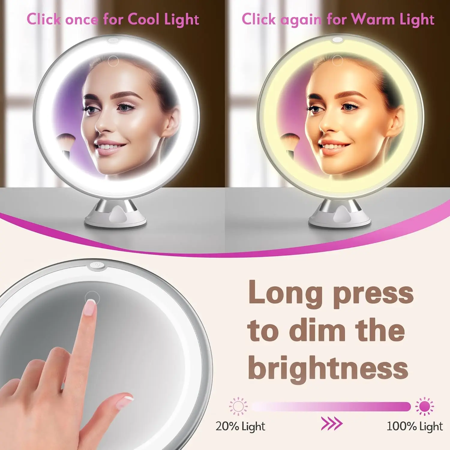 Mini Cosmetic Skincare Small Cheap Portable Beauty Makeup Mirror With Led Lights Wall Mounted 10X Magnifying Make Up Mirror