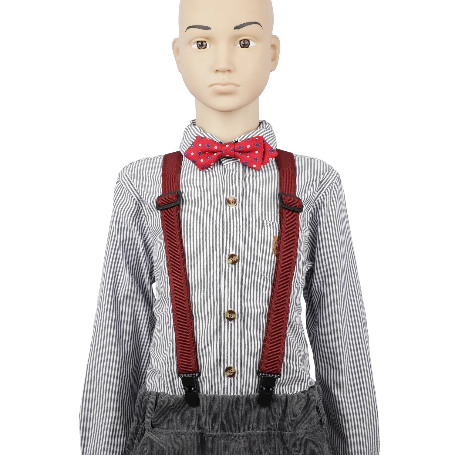 Suspenders Straps Bow Tie Set Adjustable Elastic Y Back Style Suspenders with Metal Clips and Bowtie