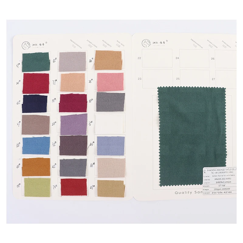 China Manufacture New Style 100% Cotton Woven Flannel Fabric For Fashion Garment