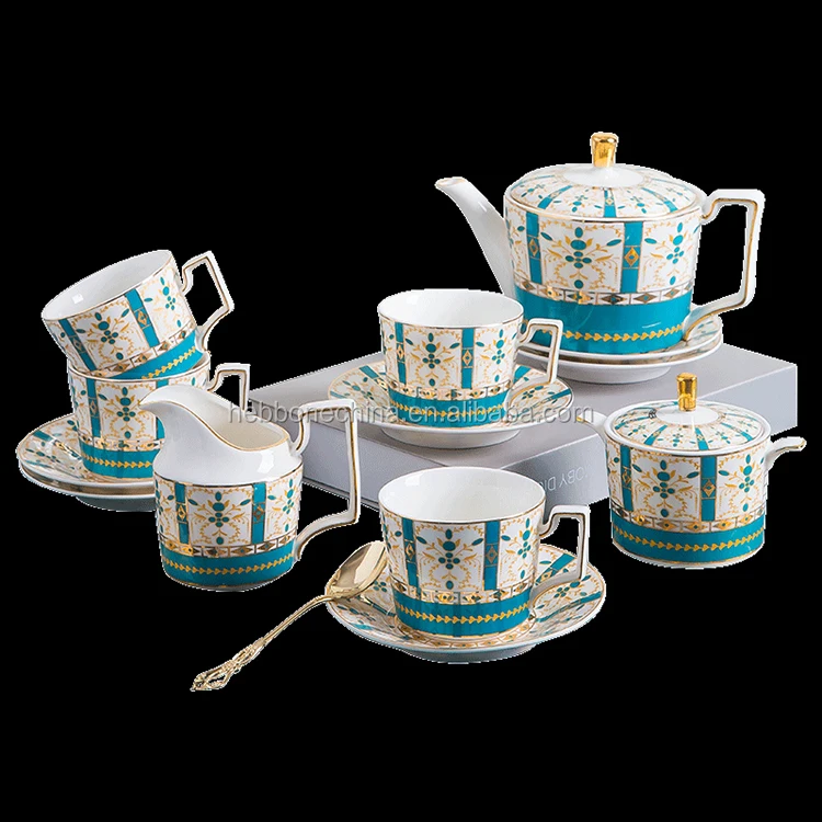 15PCS Elegance Flower Decal Tangshan Porcelain High Quality 15 PCS Luxury Tea Set