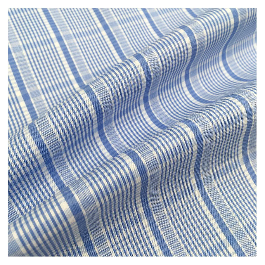 ready to ship cotton yarn dyed fabric stretch cotton nylon spandex plaid shirt fabric