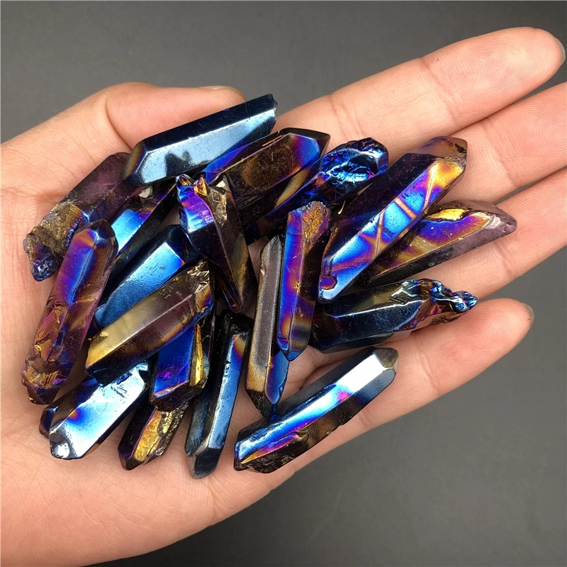 Natural Aura Quartz Rainbow Clear Quartz Crystal Wand Point Specimen