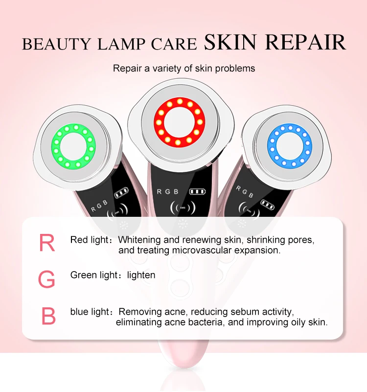 Red-Light-Therapy-for-Face and Neck Red Light Therapy Wand 3Color Led Facial Massager Skin Tightening FaceLift Wrinkle whitening