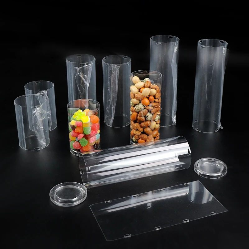 Flat Clear Round Container Plastic Cylinder Tube Packaging For Fresh Premium Blueberries