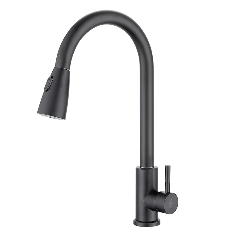 2022 hot selling 304 stainless steel pull out kitchen faucets with hot and cold water