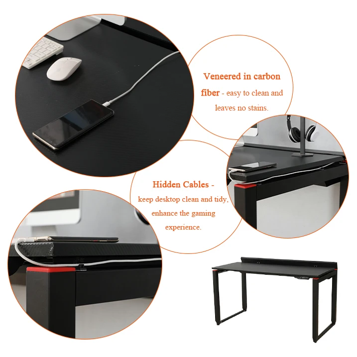 Ada NEW DESIGN electric height adjustable RGB lights hidden cable motion gaming standing desk with cable management