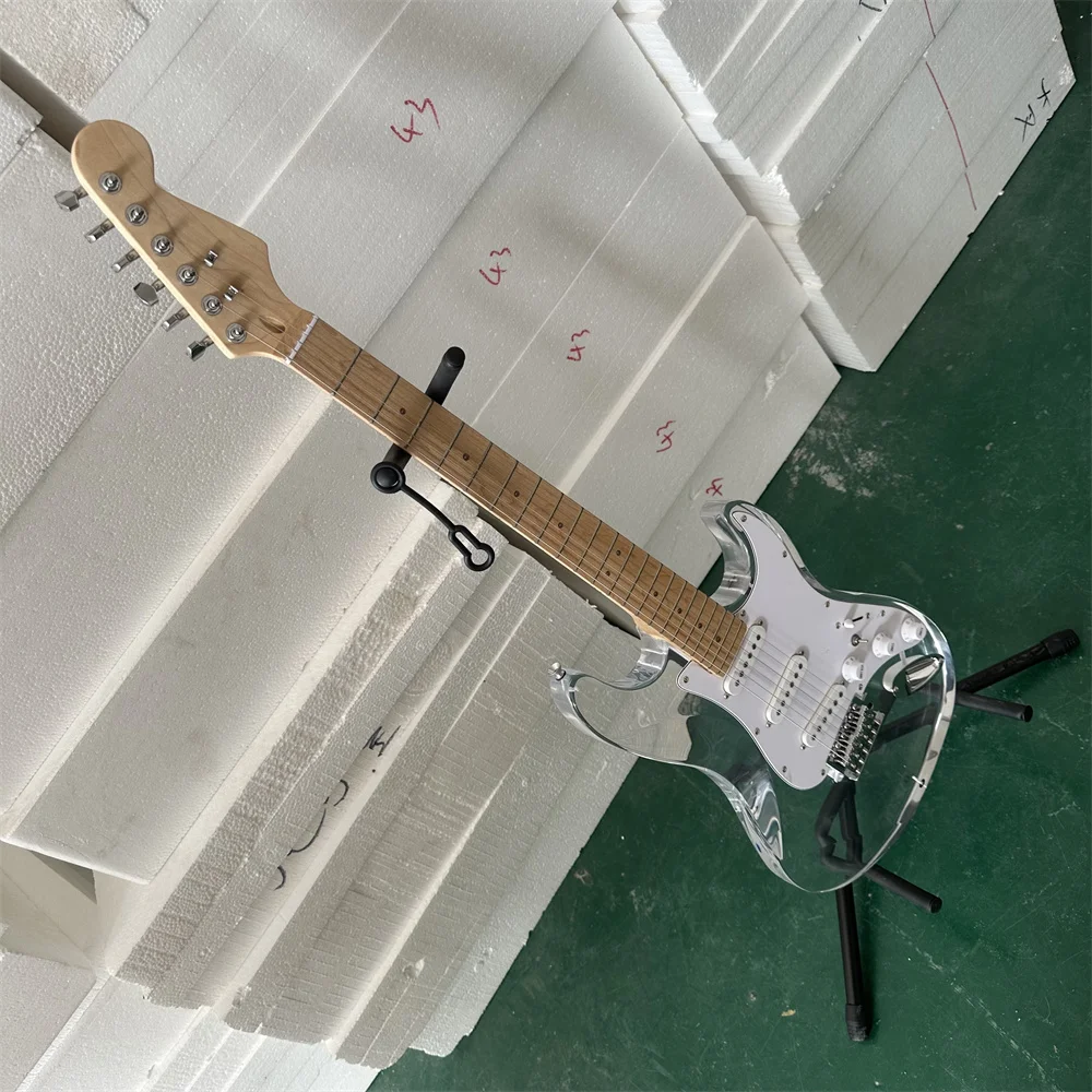 Factory Wholesale price another design ST electric guitar custom clear transparent acrylic electric guitar for sale