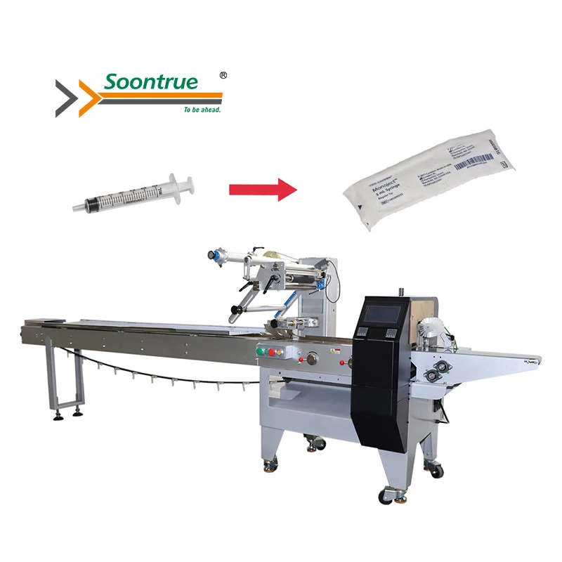 auto high quality syringe nasal flock swab gauze swab urine cup horizontal packing machine