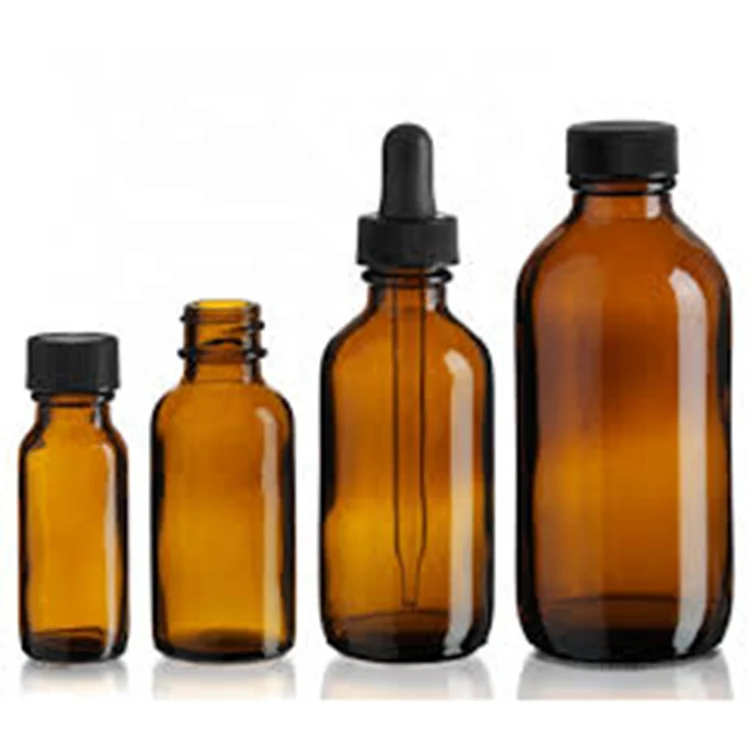 Custom 15m 30ml 60ml 100ml 120ml 240ml 500ml 1000ml thick bottom frosted amber brown clear boston round glass bottles