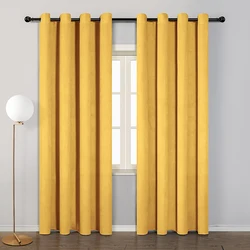 golden yellow living room window  modern blackout curtains ready made