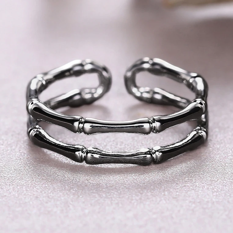 CAOSHI OEM Contracted Style Bamboo Design Adjustable Band Rings For Fashion Jewelry Women Wedding Silver/Gold/Black Plated Rings