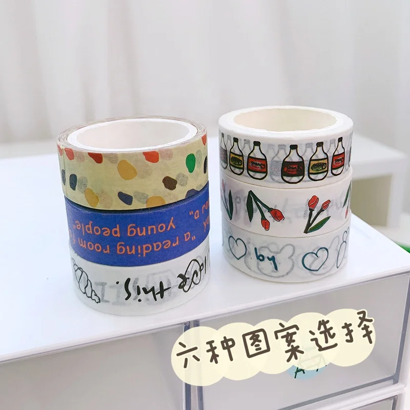 Ins Cartoon Simple Style Washi Tape Japan Handbook Diy Decorative  Sealing Stickers Kawaii scrapbook stationery