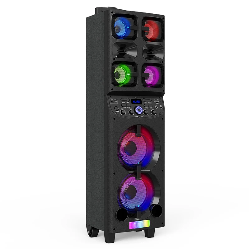 Dual 6.5' Super Bass Bluetooth Speaker USB FM Radio Home Audio Outdoor Trolley Party Karaoke Speaker