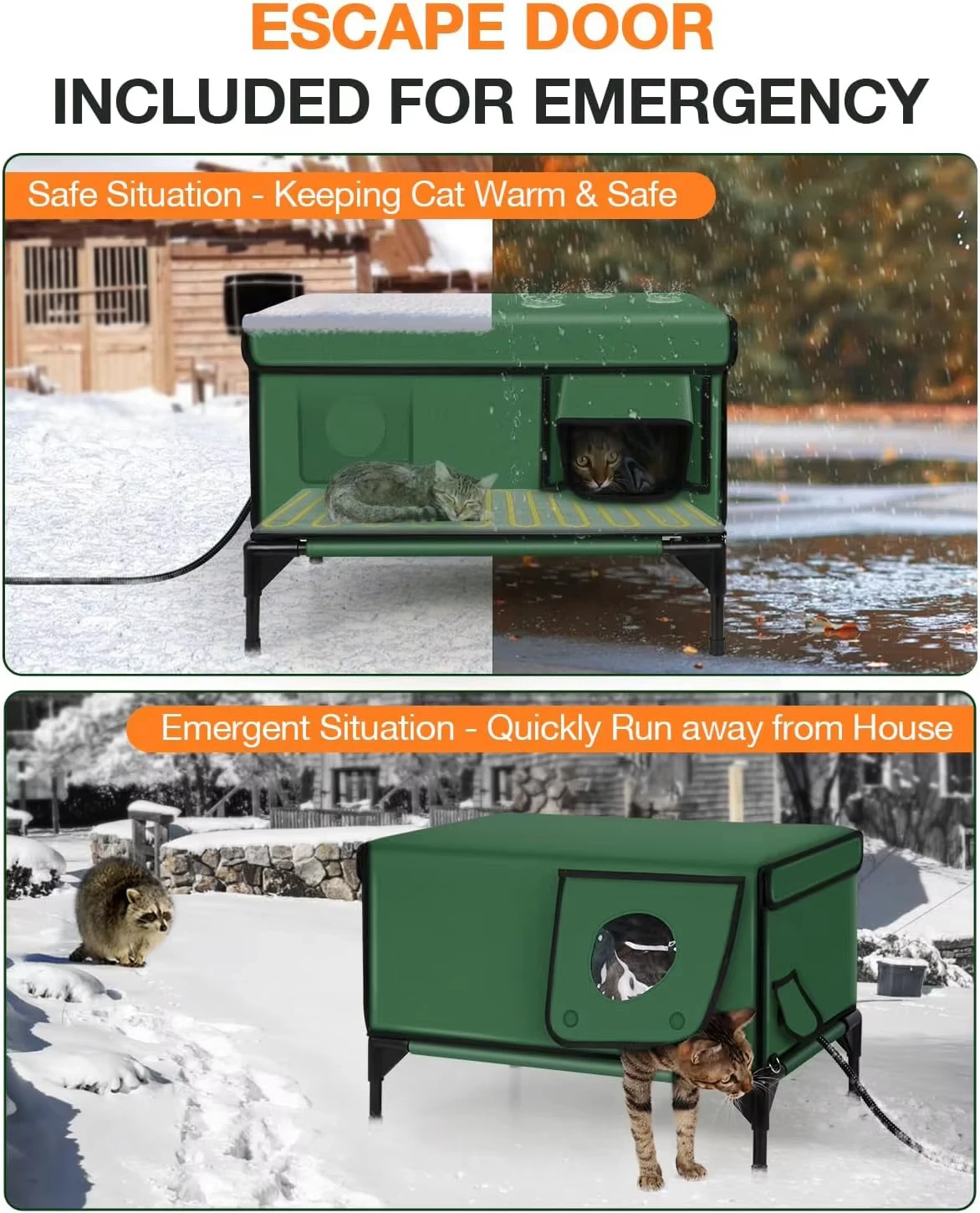 ZMaker New Heated Cat House And pet Mat Winter for Outside Insulated Outdoor Cat Shelter with Heater Waterproof Heated Cat Bed