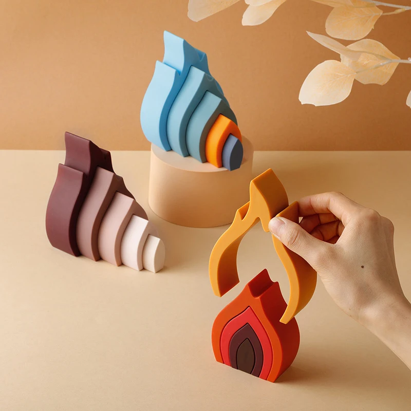 Новые силиконовые жевательные игрушки в форме огня без бисфенола А нетоксичные детские забавные строительные блоки для младенцев