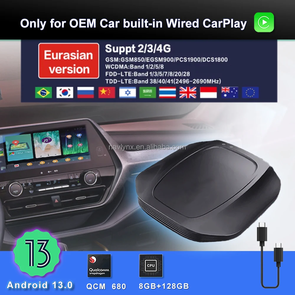 Android 13 14 беспроводной адаптер Carplay Plug and Play Универсальный Auto AI мультимедийный автомобильный игровой приставка Toyota