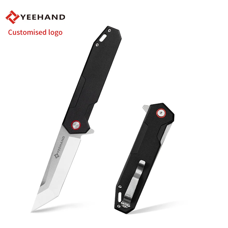 Yeehand style knife outdoor camping folding pocket knife G10 handle D2 steel black tactical flip folding knives