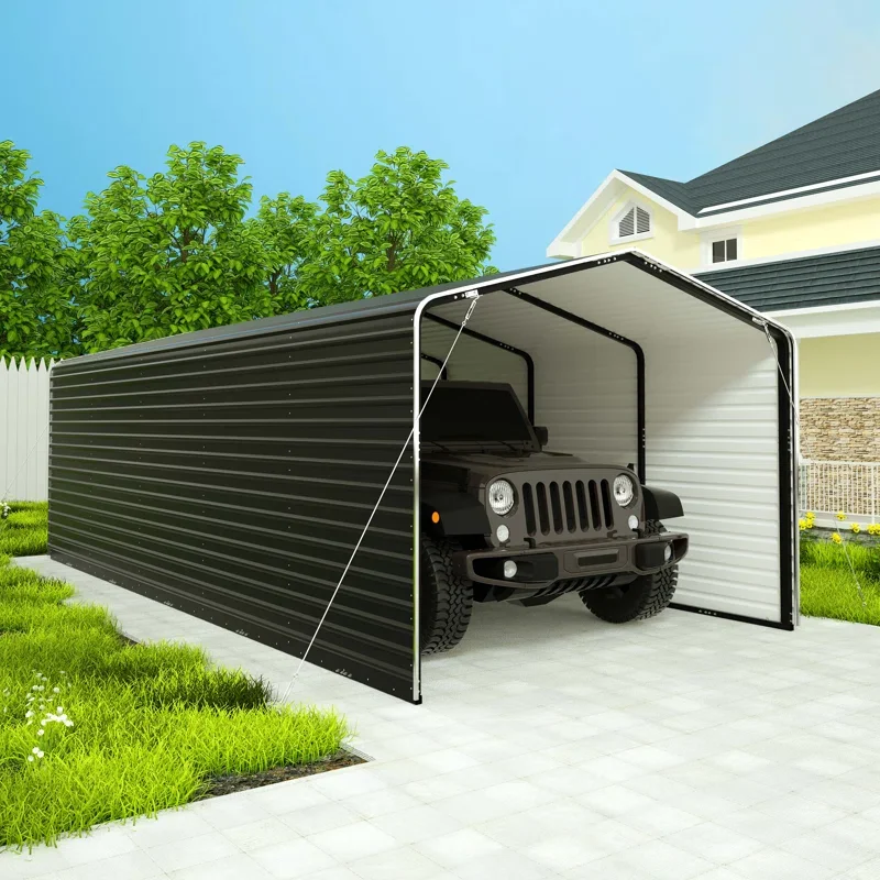 Metal Carport 13 *20 FT With Heavy Duty Metal Frame Galvanized Steel Roof Metal Car Garage Carport