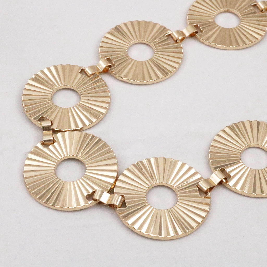 Fashion Metal Round Adjustable Beautiful Light Gold Adjustable Cowgirl Waist Coin Chain Golden Belt Cadena De Cintura