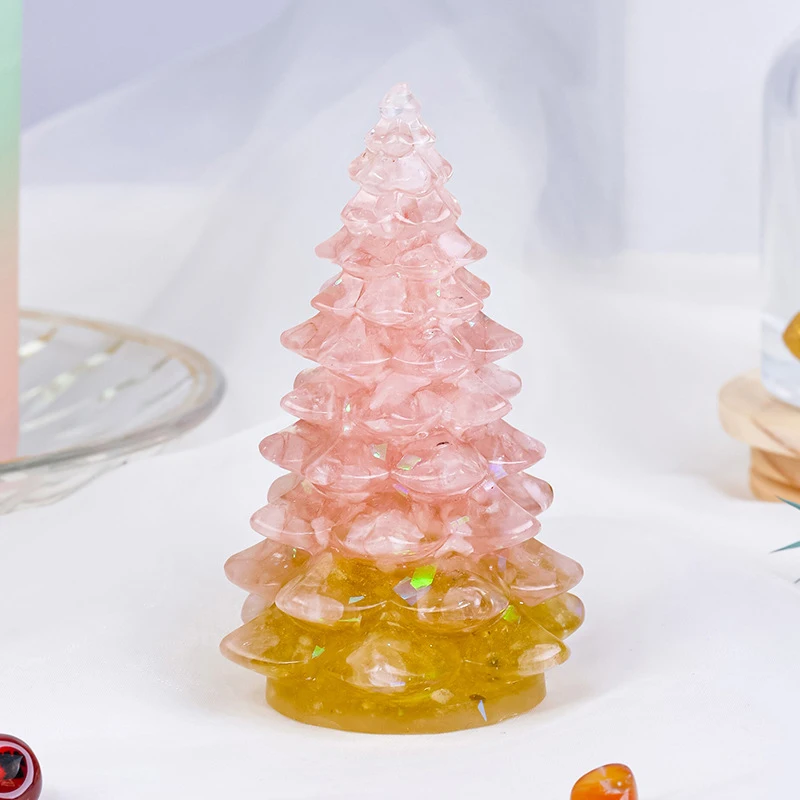 2024 New Arrival Gemstone Gravels Crafts Resin Christmas Crystal Tree For Decoration Gift