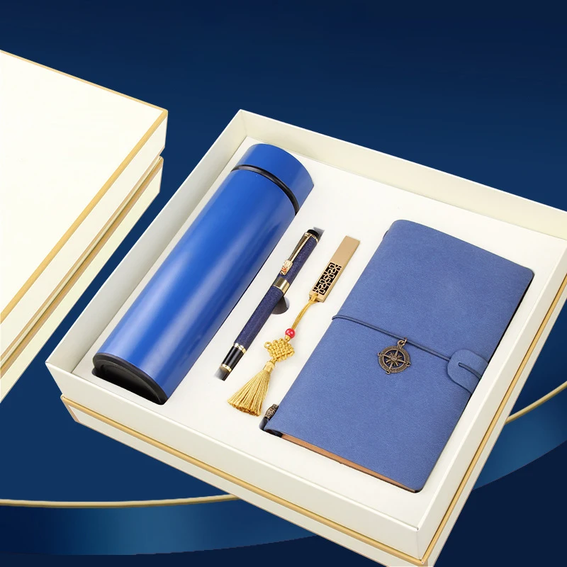 Factory Notebook Gift Souvenir A5 Notebook + Vacuum Flask +mobile Charger + Usb Flash Drive Promotional Corporate Work Gift