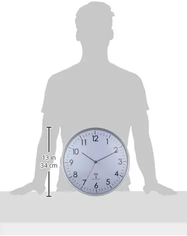 13 Inch Modern Simple Metal Radio Control Wall Clock for Living Room Silent Round Custom Arch Glass Atomic Aluminum Clock