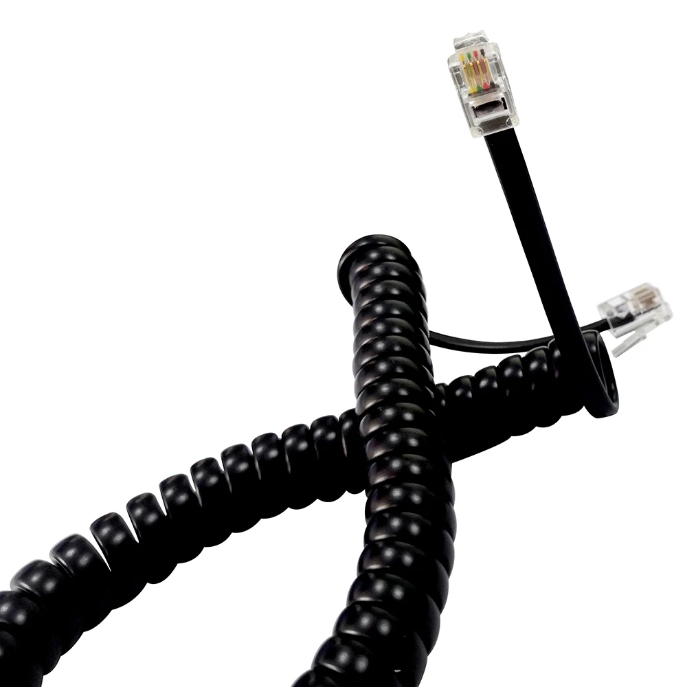 Coiled Telephone Handset Spiral Cable 4P4C Lead Phone Cord