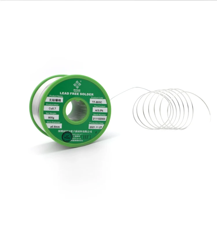 TONGFANG PCB Sn98.5Ag1.0Cu0.5 solid flux-cored 0.8~1.0mm Solder wire